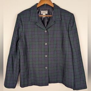 Vintage Pendleton Tartan Plaid Virgin Wool Blazer Jacket 18 Button Down Front